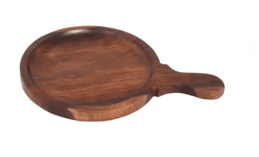 Handicraft Wooden 8 Inch Pizza Plate/Board / Racket Round Pizza Tray  (Microwave Safe) - Image 2